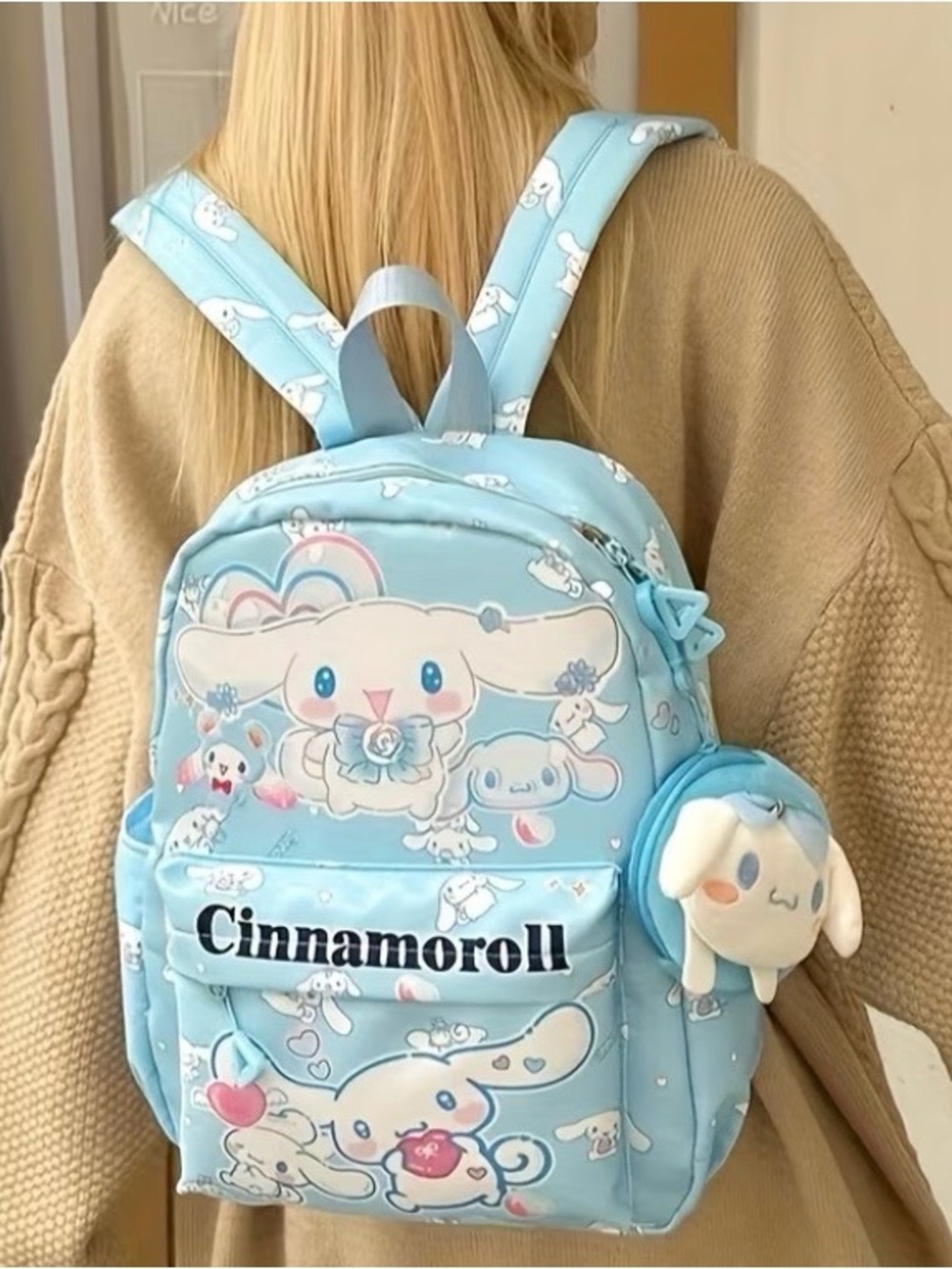 Sanrio Cinnamoroll Light Blue Kids Backpack with Plush Charm